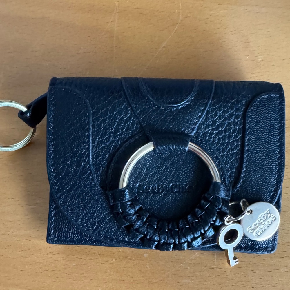See by Chloé Black Leather Keychain Wallet/Case